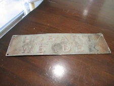 HOBART BROTHERS CO. TROY O, U.S.A. WELDER ANTIQUE 1940'S ALUMINUM SIGN 10 1/2 ''