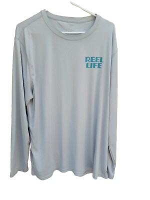 REEL LIFE MEN'S SUN DEFENDER LONG SLEEVE UV TEE LIGHT GREY SIZE XXL
