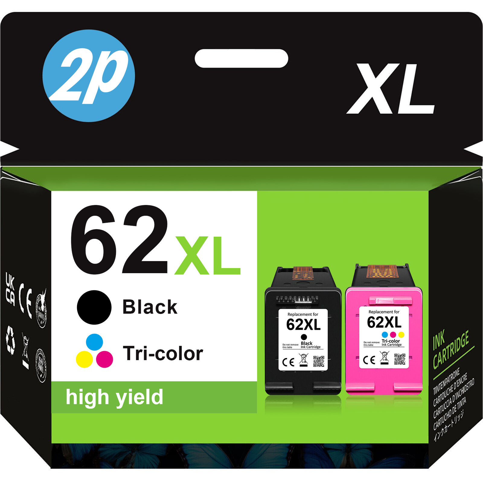 XXL 62XL Black Color Ink Cartridges for 62 HP Envy 5660 7640 7645
