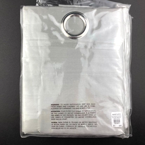 West Elm Window Curtain Pair Soho Silk Drape Panel 48 X 63 Silver Grommet NEW - Picture 2 of 5