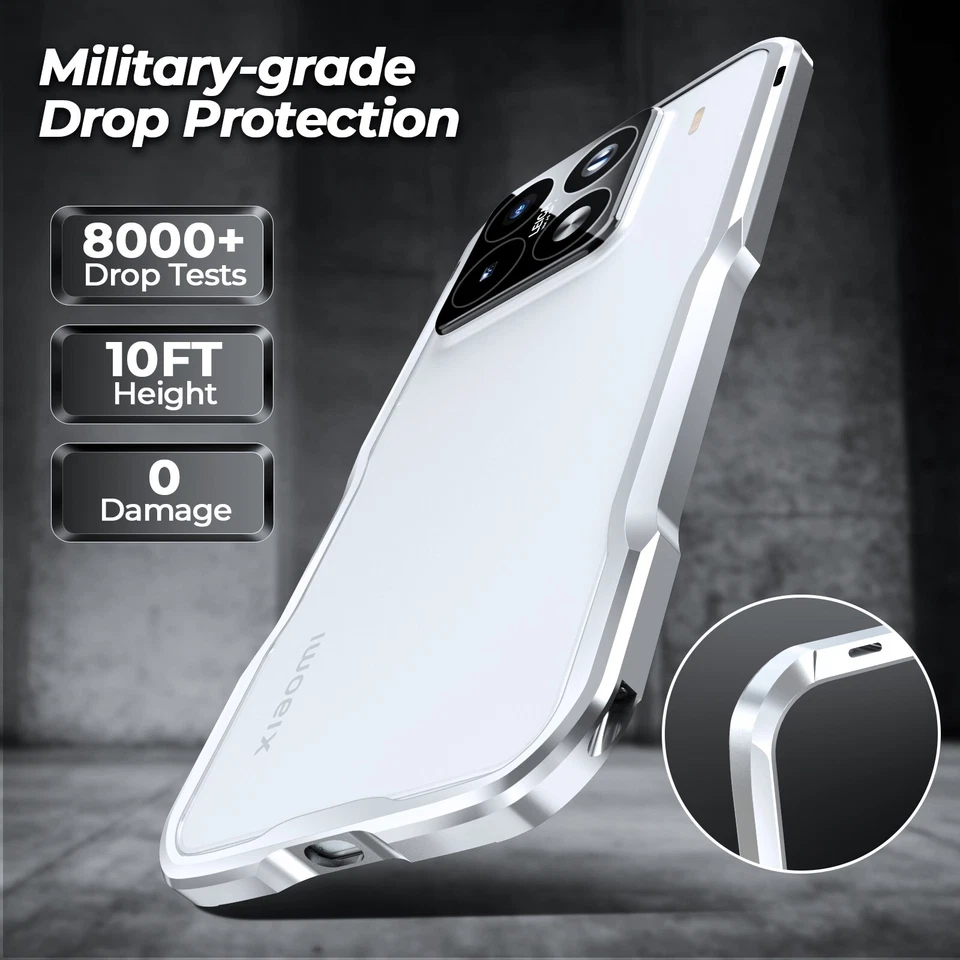 Luphie Metal Bumper Protector Rígido Delgado Estuche Cubierta + Película Trasera para Xiaomi 15/15 Pro Foto 4 de 4