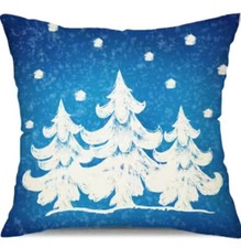 Winter Trees BLUE  White Christmas Throw Pillow Covers Winter Holiday Decor
