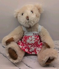 FAO Schwarz Collector Tan Teddy Bear Plush with Hawaiian Romper 10" Seated