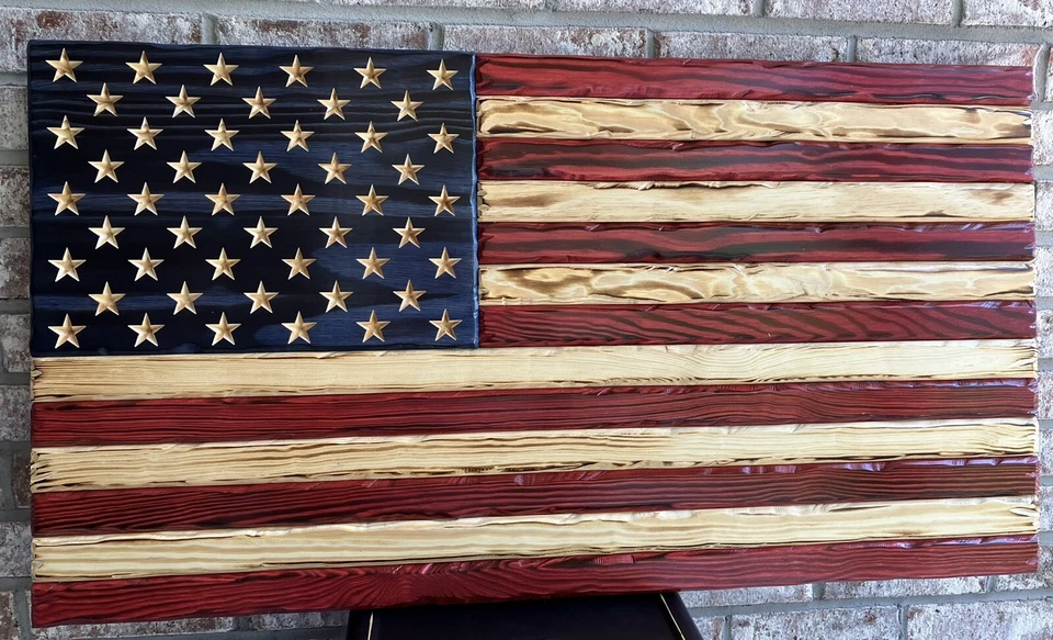 Distressed American Flag, Rustic American Flag, Betsy Ross, Wooden Flag - Image 4 of 4