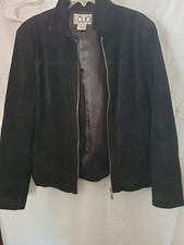 Cluo Suede Jacket Black 100% Leather Sz 14