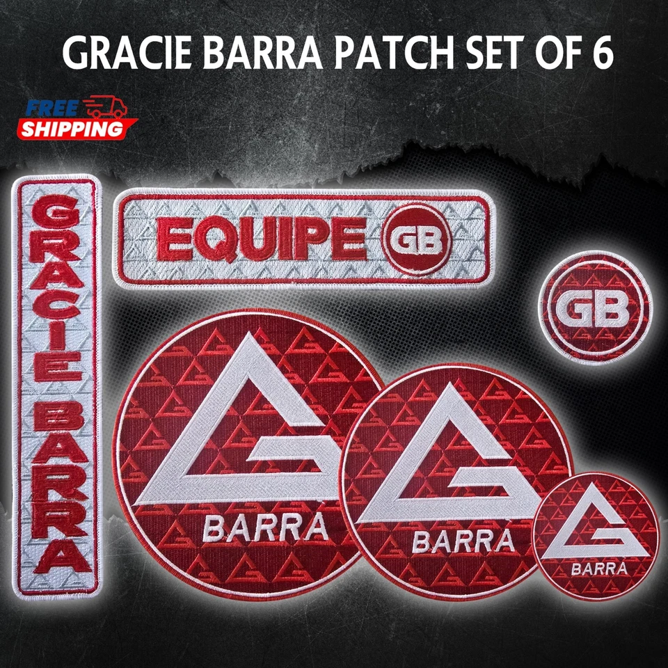 GRACIE JIU-JITSU Gracie Barra New RED Patches Set High Quality Best GB EMBROIDERY SET JIU JITSU
