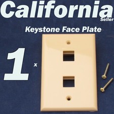 2 Port Keystone Jack RJ45 CAT5 5e CAT6 Network Faceplate Wall Plate Ivory /Beige