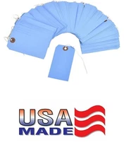 100 Blue Tags 4 3/4" x 2 3/8" Size 5 Inventory Shipping Hang Tag with String