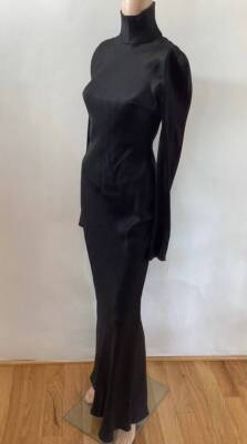 JOHN GALLIANO RUNWAY F/W 1998 HIGH NECK BUTTON BACK BIAS CUT GOWN