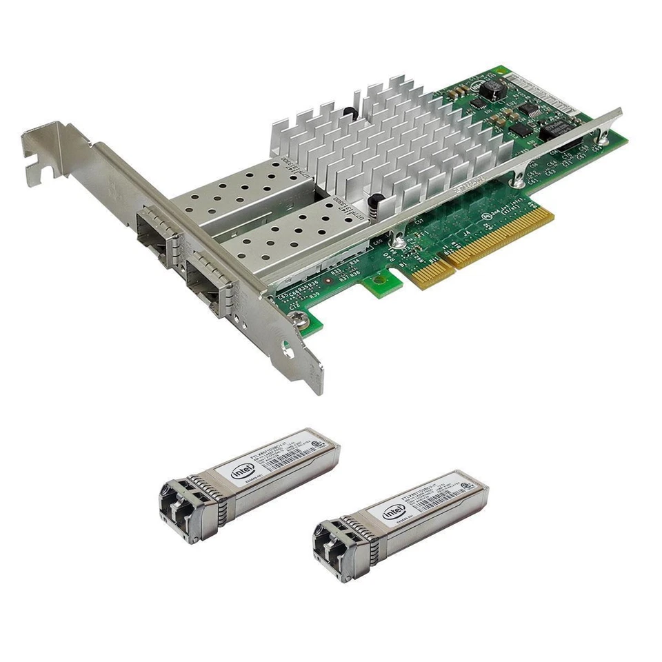 Scheda di rete DELL Intel X520-DA2 FC Dual Port 10GbE PCIe x8 0XYT17 FP +2x SFP - Immagine 2 di 2