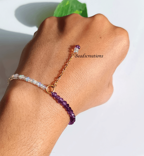 Ethiopian Opal and Amethyst Faceted Beads Necklace Opal Jewelry Gift for Her - Picture 6 of 6