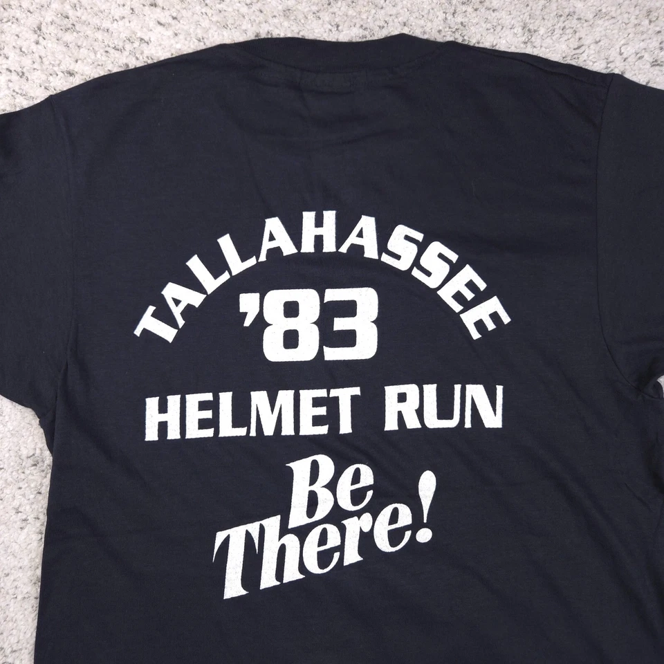 Camiseta De Colección Motociclista Adulto Mediana Pequeña Hanes 50/50 Casco Run Law Años 80 Motocicleta Foto 4 de 4