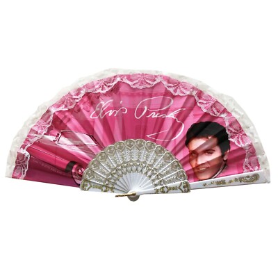 Elvis Hand Fan Pink w/ Guitars