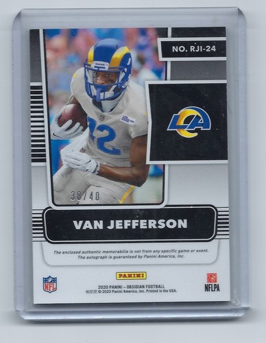 2020 Panini Obsidian Dual RPA Van Jefferson /40 Auto - Picture 2 of 2