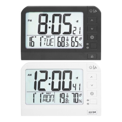 Multifunctional LCD Digital Alarm Clock with Backlight for Desk or Bedsides