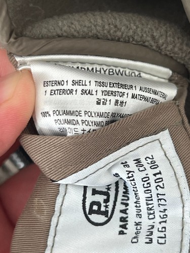 Parajumpers Warm Up Elliot Jacket Men's Large Khaki Polyamide Down | Repaired - Picture 16 of 21