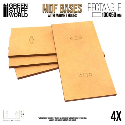 4x MDF Bases - Rectangle 100x50mm - Thickness 3mm Basing Laser Wargames Chariot