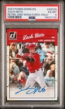 ZACH NETO 2023 DONRUSS 1990 RETRO SIGNATURES RC #90SZN [HOLO]--PSA 9--P5/2H--LAA