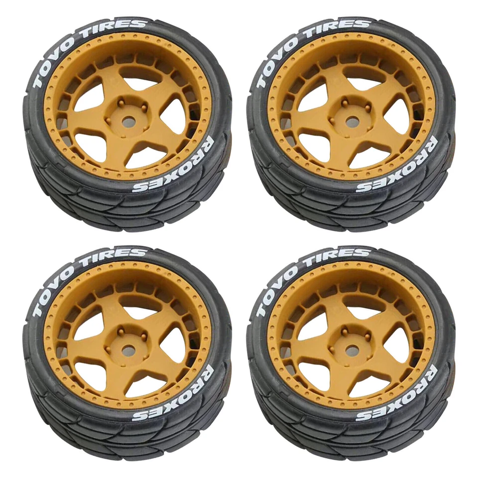 4PCS Drift Tires&Wheels 12mm Hex for HPI HSP 1:10 RC On Road Racing Car Black - Image 2 of 4