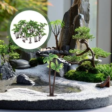 36Pcs Coconut Tree Model Plastic Decoration for Micro Landscape Props Green