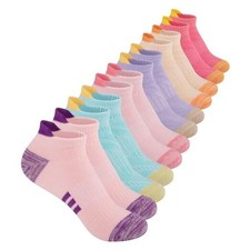 12 Pairs Girls Athletic Ankle Socks for 4-6 6 7-10 Years 12 Pairs Multicolor a