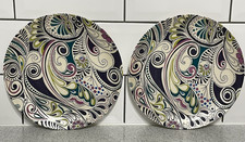 TWO DENBY for MONSOON HOME "COSMIC" MULTICOLOUR 22cm DIAMETER FINE CHINA PLATES