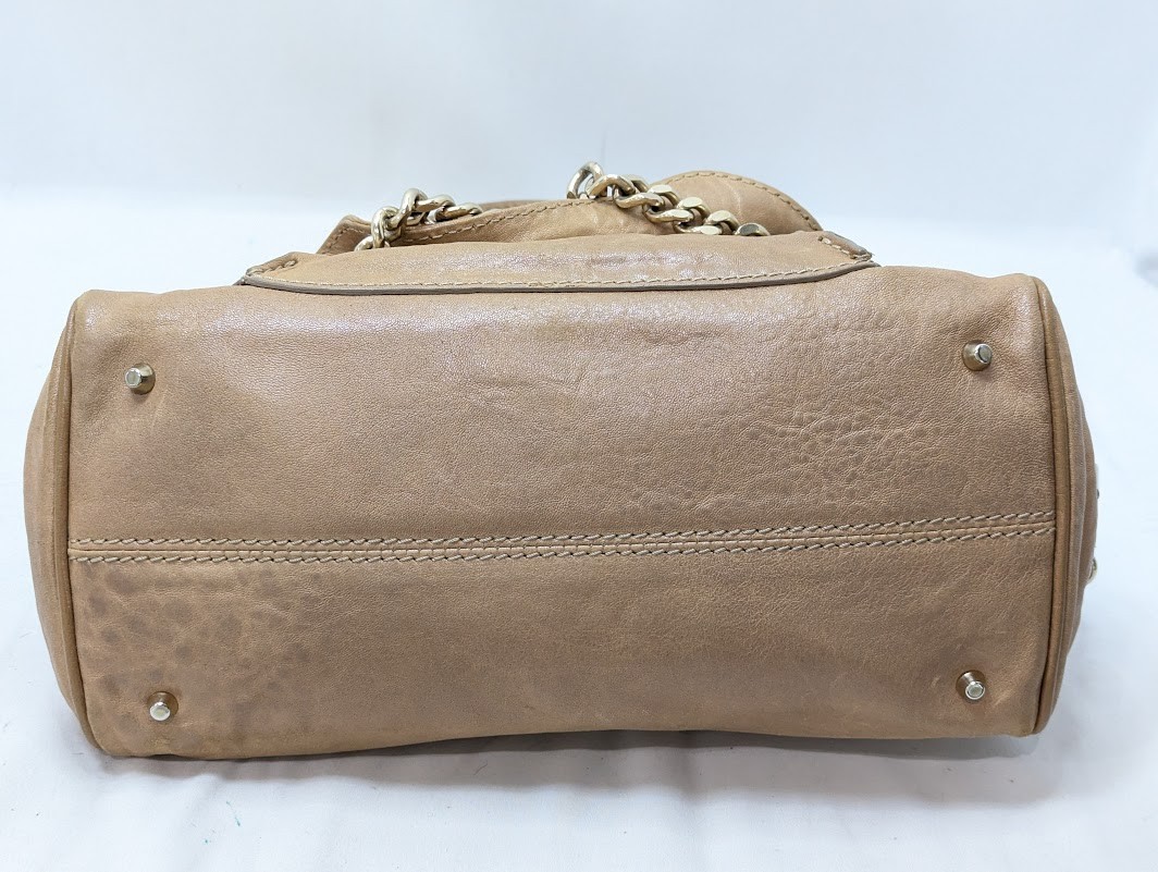 Chloe Paddington Leather Padlock Key Hand Bag Beige Women's