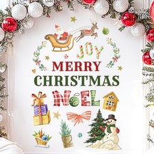 Merry Christmas Wall Decals Stickers Holiday Party Backdrop Decorations Festi...