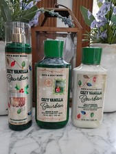  NEW Bath  Body Works Cozy Vanilla Bourbon 3 piece set Body Wash Lotion Mist