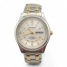 Armitron Durasteel Watch Men Stainless Silver Gold Day Date Quartz Two Tone Runn