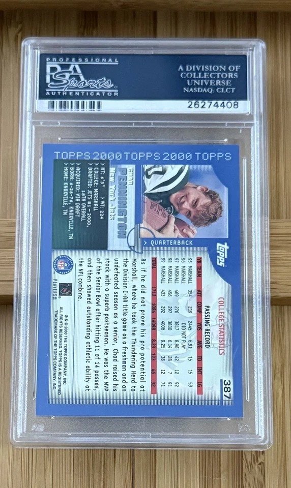 2000 Topps #387 Chad Pennington Collection PSA 10 - Image 2 of 2