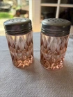 Pink Jeanette Windsor Diamond Salt & Pepper Shakers Depression Glass Set of 2