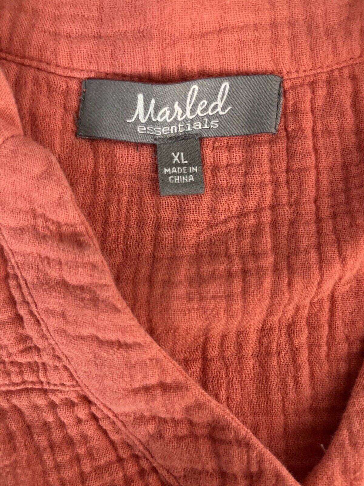 Marled Essentials XLARGE Coral Button henley over… - image 7