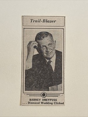 Barney Dreyfuss Trail-Blazer Pirates 1960 Sporting News Baseball 2X4 Panel