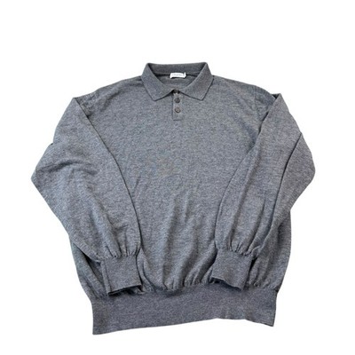 Tom James Merino Wool L/S Men s Jumper Polo Shirt Size XL Mint