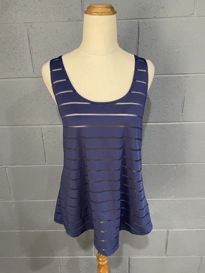 ROCKWEAR Size 16 Sleeveless Gym Top Tank Navy Blue Activewear Singlet