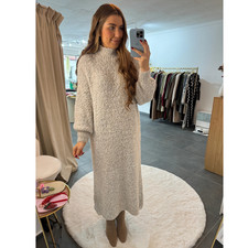 Knitted dress women's long dress JANA gray onesize XS-XL long sleeve ladies' dress woman