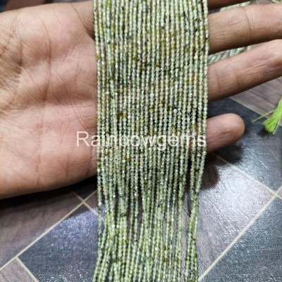 Green Fluorite Bead Necklace 2mm Faceted, Dainty Green Gemstone Necklace, Minima