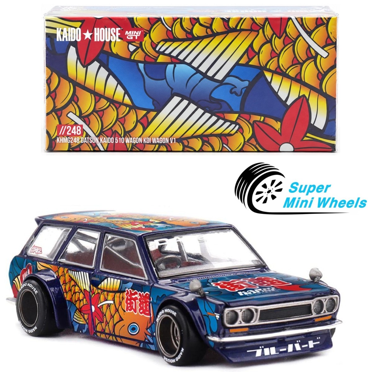 MINI GT 街道ハウス　Datsun 510 Wagon チェイス Mini GT x Kaido House 1:64 Datsun KAIDO 510 Wagon Koi Wagon V1