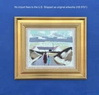 Leon Møller (1919) Mid-Century Oil. Abstract Minimalist Rural Landscape. – COA