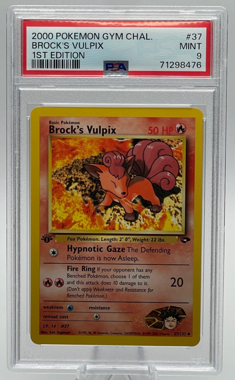 2000 POKEMON GYM CHALLENGE #37 BROCK'S VULPIX 1ST EDITION PSA 9 MINT
