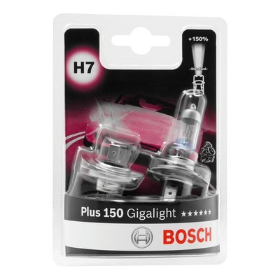 Bosch H7 (477) Plus 150 Gigalight Halogen Headlight Bulbs, 12 V 55 W, 150% more