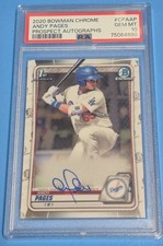 Andy Pages 2020 Bowman Chrome 1st Auto PSA 10