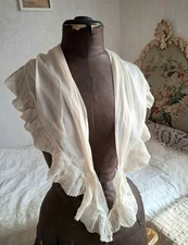 Antique Victorian Edwardian Beige Silk Fichu Collar, Antique Shawl Style Collar