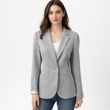 Trina Turk Heather Gray Jacket Blazer Lined Sz 10 Corp Business Prep