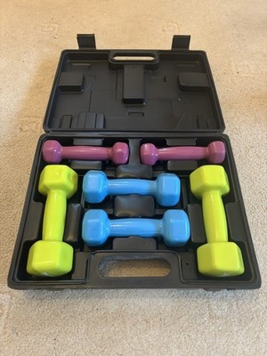 6KG Hantel Hantel Set mit Koffer Neopren beschichtet Handgewichte Home Gym
