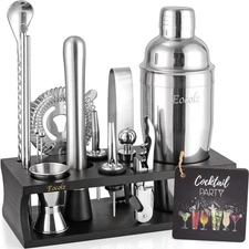Bartender Kit Cocktail Shaker Set with Stand 17-Piece Tool for Drink Mixing Home