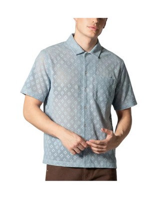 NEW w Tags WeSC Men's Camper Shirt Casual Short Sleeve Button Down Winter Sky XL