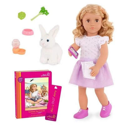 Easter Our Generation Tabby Posable 18'' Doll with Pet Bunny Plush & Storybook