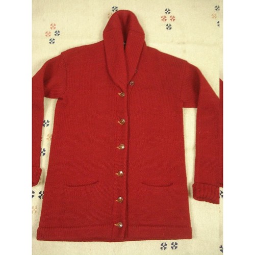 Fits M Vintage Shawl Collar Knit Long Cardigan Sweater Jacket 10s 20s 30s - Afbeelding 3 van 7